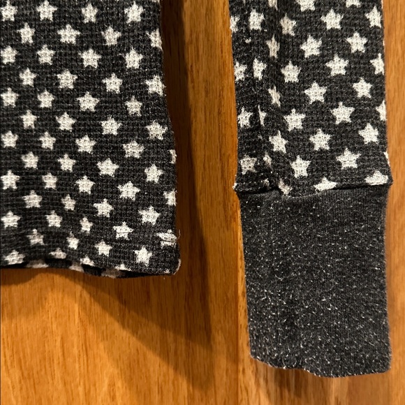 Free People Vintage Star Spangled Ombre Waffle Knit Thermal Top in Dark Gray  S - Picture 6 of 8